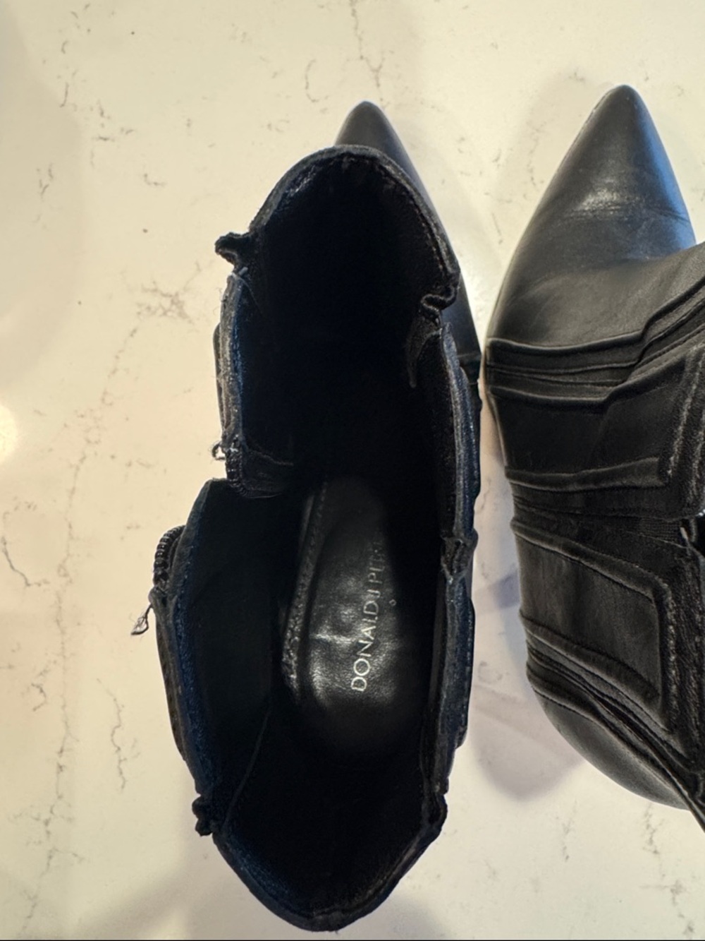 Donald J. Pliner Black Pointed-Toe Leather Ankle Booties - Picture 5 of 8